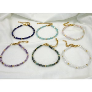 Pulseiras femininas com contas de pedra natural e aço inoxidável, estilo boho.