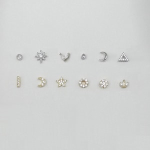 Piercing hélice o piercing tragus, pendientes piercing acero inoxidable Oro/Plata mujer 7 mm, piercing lóbulo