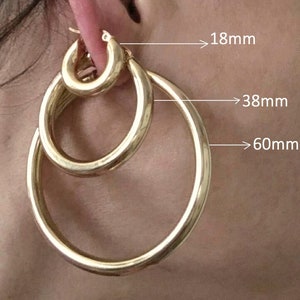 Large, small creole round hoop earrings for women Stainless Steel SILVER or GOLD image 9