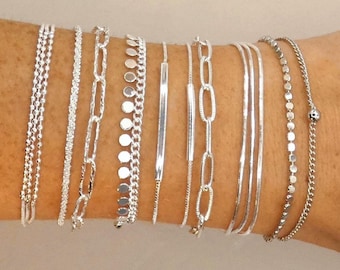 Dubbele zilveren armband met balletjes