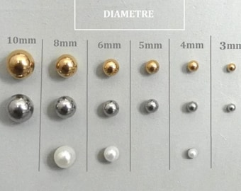 Puces femmes,boule,ronde,perle,acier inoxydable,clous,mini boucles d'oreilles