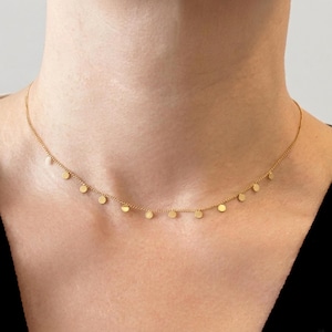 Collier court femme, multi pendentifs , pampilles multiples en acier en coloris or ou argent