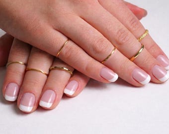 Anelli per nocche, mini anelli sottili da donna, set impilabili, acciaio inossidabile, oro o argento, per dita piccole, taglia 47