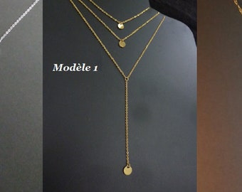 Collane lunghe a Y, collana lunga, catene multifilo da donna, pendenti multifilo in acciaio oro, oro o argento
