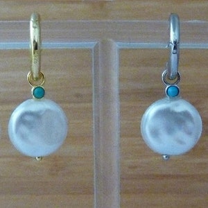 Mini round hoop earrings, silver-plated women's beads, earrings image 1