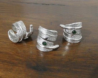 Anello grande, anello largo e spesso, donna regolabile tipo piuma d'argento