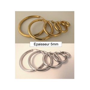 Large, small creole round hoop earrings for women Stainless Steel SILVER or GOLD image 10