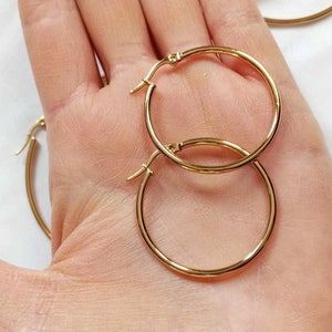Große, kleine dünne Creolen runde Ringe für Damen aus Edelstahl SILBER oder GOLD Bild 3
