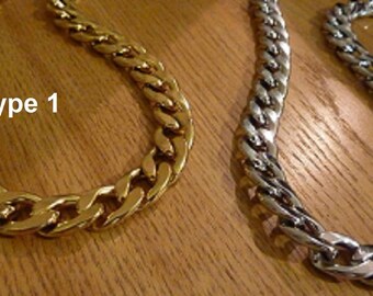 Collier chaîne maille large,grosse et mixte,Acier inoxydable, xxl , collier court,doré ou argenté