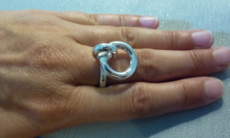 Bague grosse, large anneau épais argent femme ajustable cercle pampille pendentif image 10