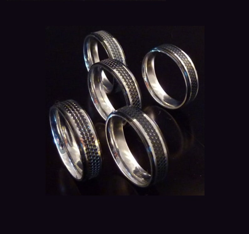 Large ring, wide thick ring for men in steel and tungsten Size 62 image 2