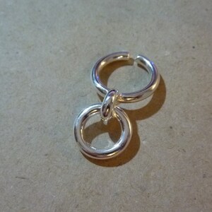 Bague grosse, large anneau épais argent femme ajustable cercle pampille pendentif image 5