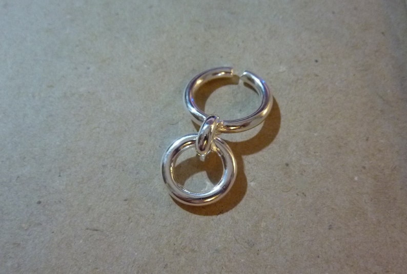 Bague grosse, large anneau épais argent femme ajustable cercle pampille pendentif image 5