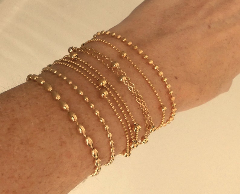 Bracelets fins perles Or,Acier Inoxydable femme image 6