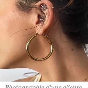 Large, small creole round hoop earrings for women Stainless Steel SILVER or GOLD image 5