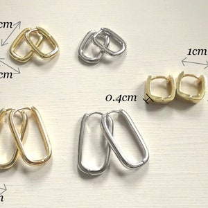 Grande,petite créoles boucles d'oreilles rectangles,anneaux, femme Acier Inoxydable ou Plaqué or /Plaqué Argent image 4