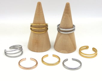 Bague d'orteil femme acier or - argent ajustable , doigt pied , toe ring gold silver