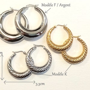 Grande, petite créole boucles d'oreilles anneaux larges femme Acier Inoxydable Or/Argent image 5