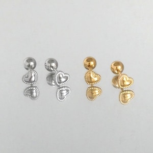 Helix piercing or tragus piercing, stainless steel gold or silver piercing earrings for women