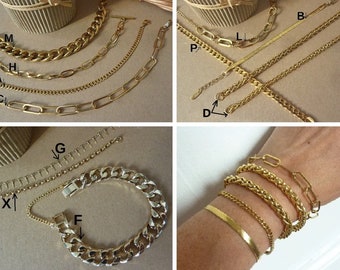 Bracciale da donna a catena a maglie, in acciaio inossidabile dorato o placcato oro