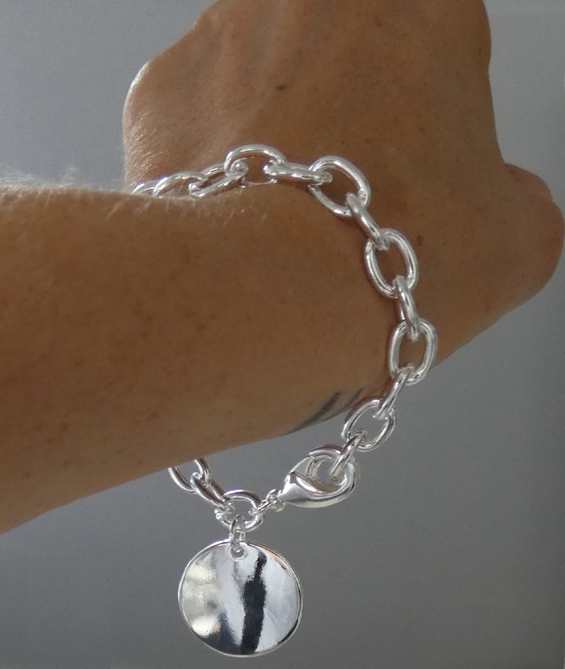 Breite Damenkette aus silbernem Netz, Medaillon, Damenarmband, Armband oder Halskette Bild 10