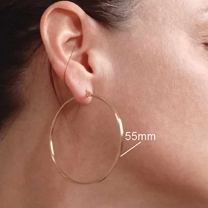Grande, petite créole fines boucles d'oreilles anneaux ronds femme Acier Inoxydable ARGENT ou OR image 6