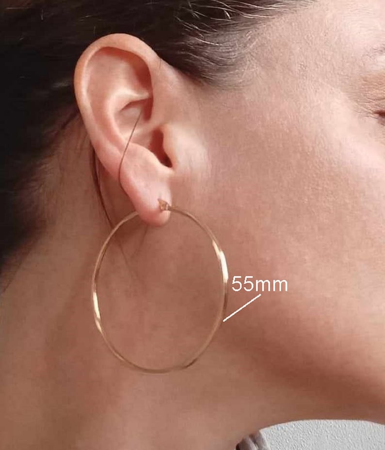 Grande, petite créole fines boucles d'oreilles anneaux ronds femme Acier Inoxydable ARGENT ou OR image 6