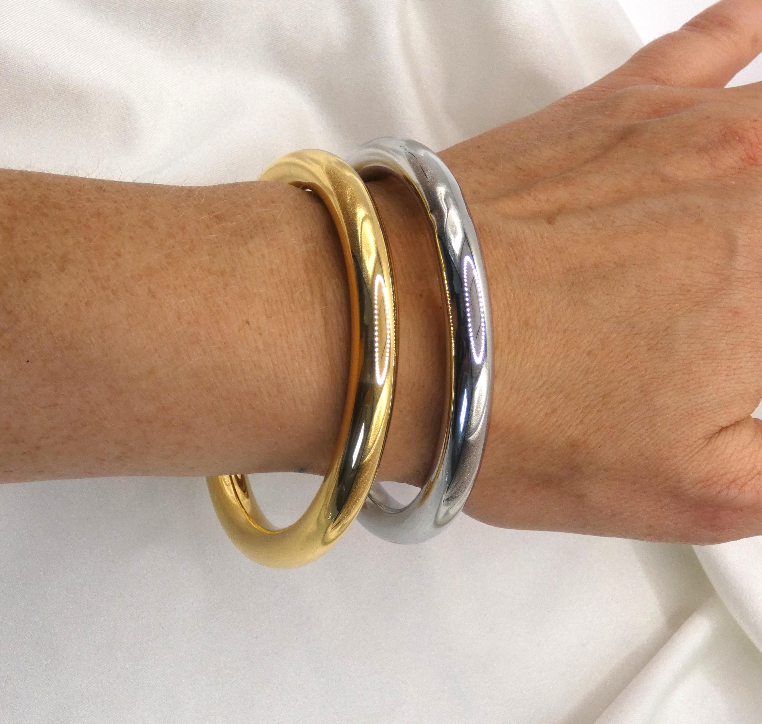 Large bangle bracelet, wide women's stainless steel gold or silver, thick bracelet