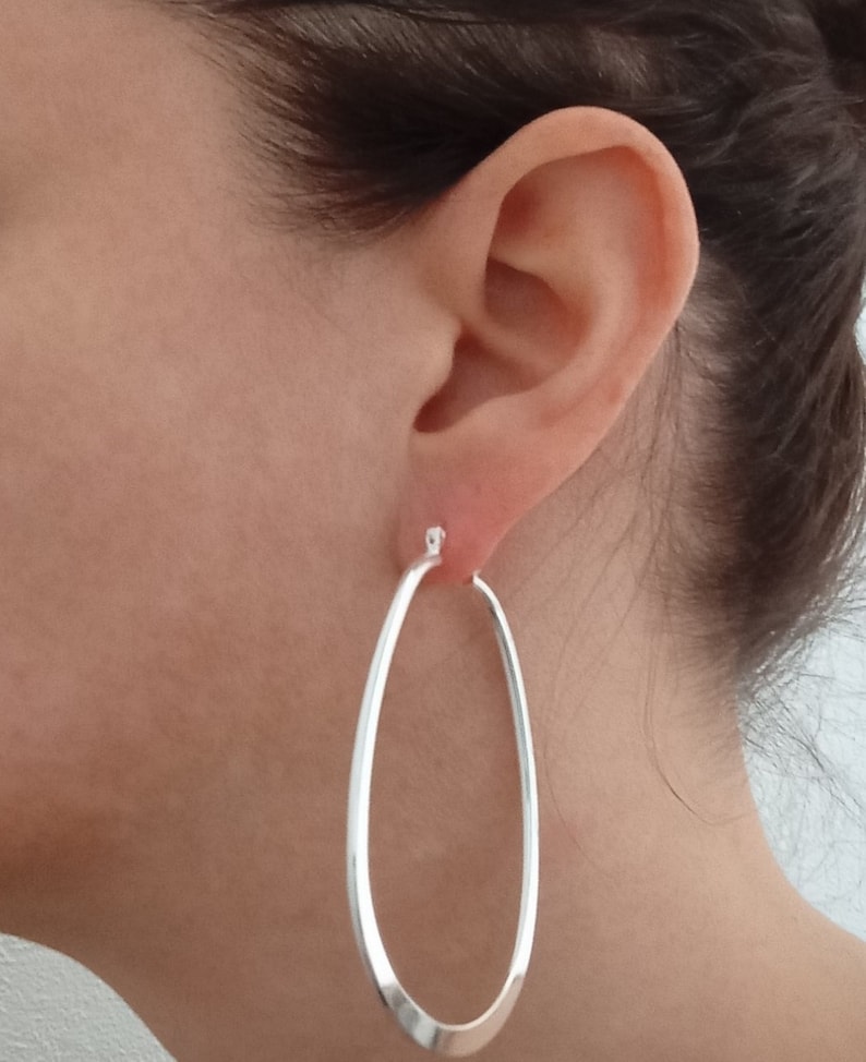 Grande, petite créole boucles d'oreilles anneaux ronds femme Plaqué ARGENT image 5