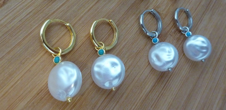 Mini round hoop earrings, silver-plated women's beads, earrings image 2
