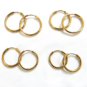 Mini Créoles fines acier inoxydable or argent, boucles d'oreilles anneaux femme