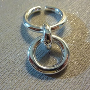 Bague grosse, large anneau épais argent femme ajustable cercle pampille pendentif image 2