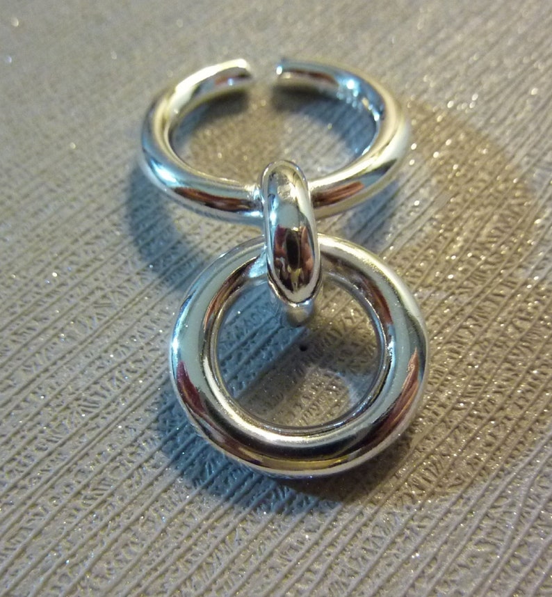 Bague grosse, large anneau épais argent femme ajustable cercle pampille pendentif image 2