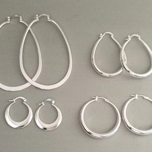 Grande, petite créole boucles d'oreilles anneaux ronds femme Plaqué ARGENT image 1