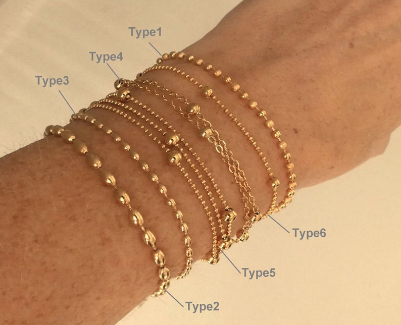 Bracelets fins perles Or,Acier Inoxydable femme image 3