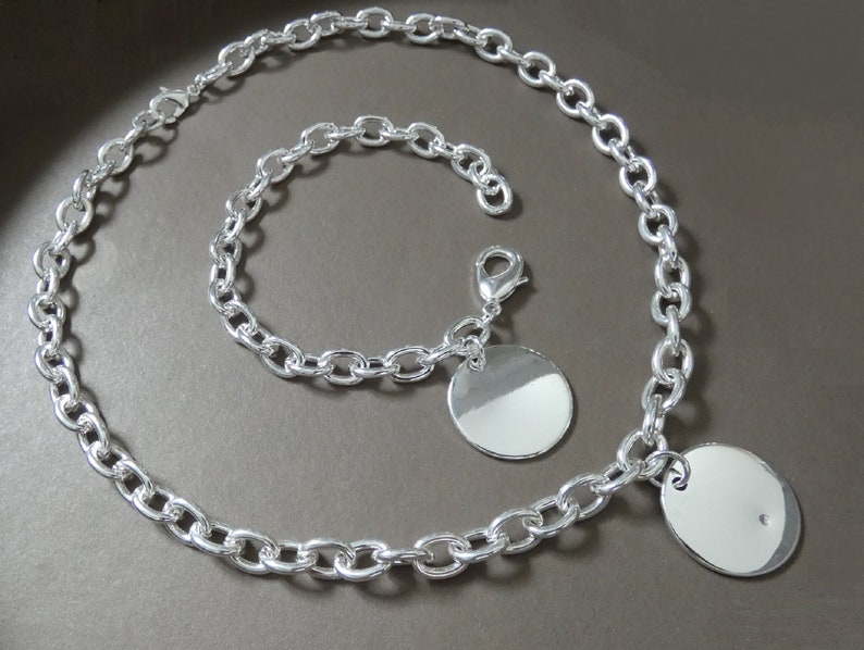 Chaîne maille large argent femme, médaillon, femme, poignet bracelet ou collier image 9