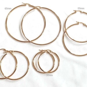 Große, kleine dünne Creolen runde Ringe für Damen aus Edelstahl SILBER oder GOLD Bild 1