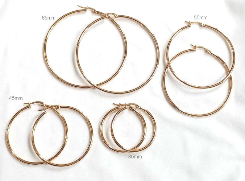 Große, kleine dünne Creolen runde Ringe für Damen aus Edelstahl SILBER oder GOLD Bild 1