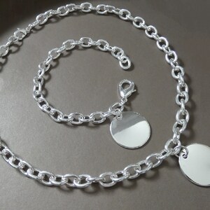 Breite Damenkette aus silbernem Netz, Medaillon, Damenarmband, Armband oder Halskette Bild 2