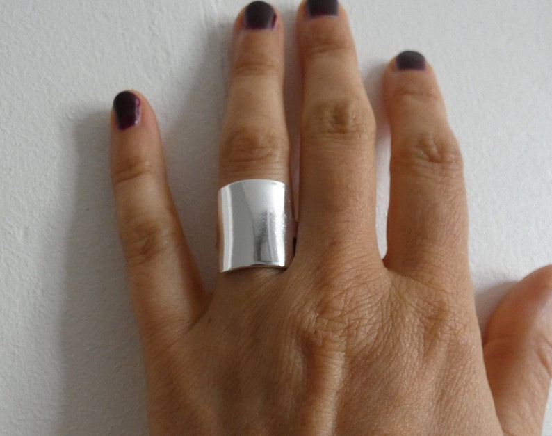 Bague grosse, large anneau épais argent femme ajustable image 5