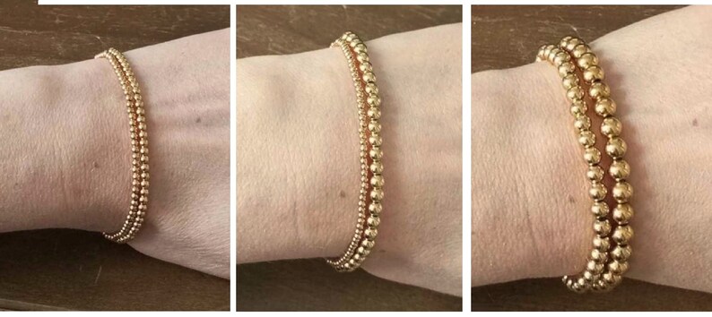 Bracelets perles élastiques acier inoxydable dorés / argentés femme image 8