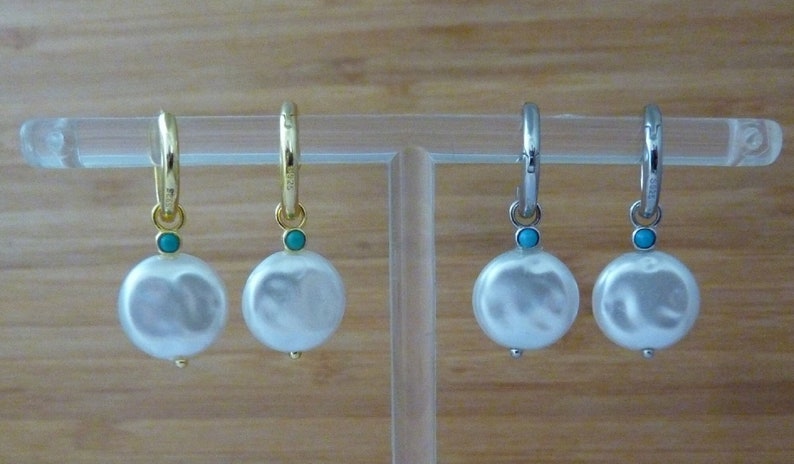 Mini round hoop earrings, silver-plated women's beads, earrings image 5
