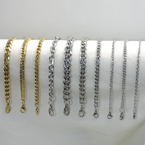 Bransoleta damska z szerokimi ogniwami, stal nierdzewna w kolorze złotym/srebrnym