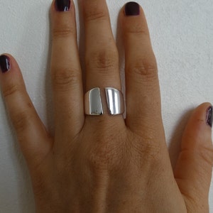 Bague grosse, large anneau épais argent femme ajustable image 6