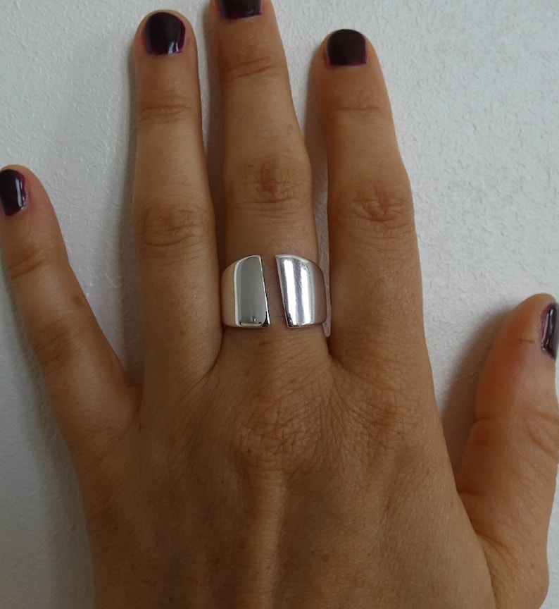 Bague grosse, large anneau épais argent femme ajustable image 6