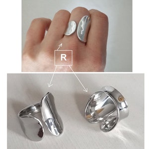 Bague grosse, large anneau épais argent femme ajustable image 4