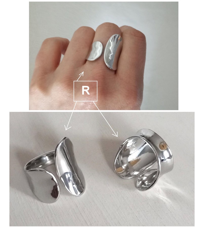 Bague grosse, large anneau épais argent femme ajustable image 4