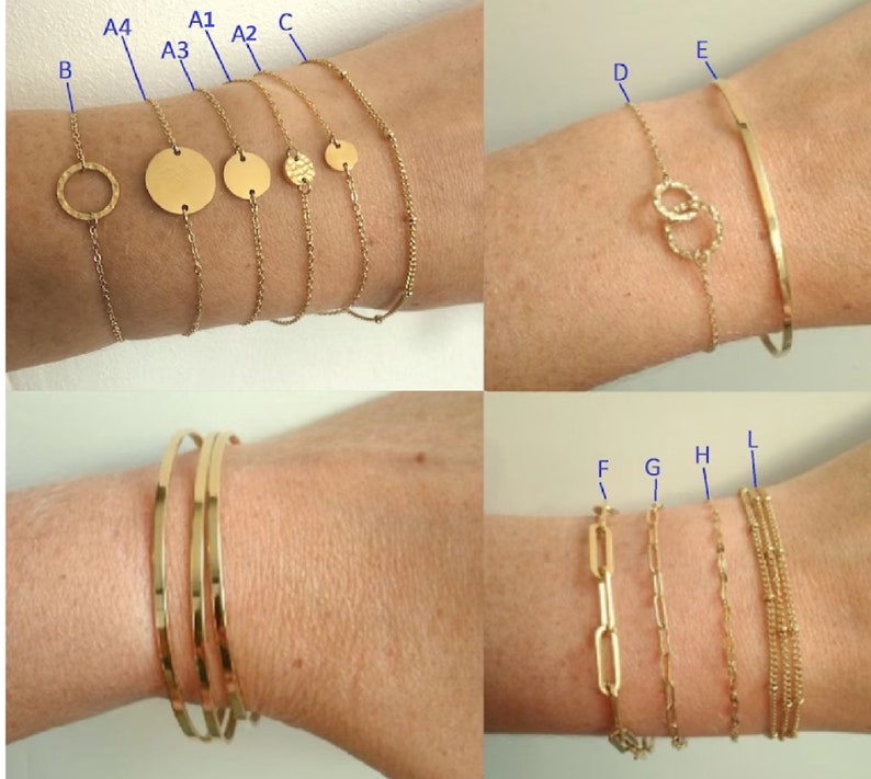 Pulseras finas de acero inoxidable ORO o PLATA para mujer imagen 2