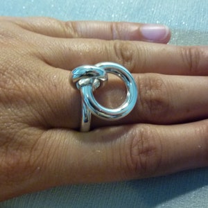 Bague grosse, large anneau épais argent femme ajustable cercle pampille pendentif image 3