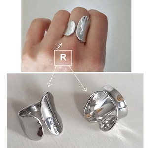 Bague grosse, large anneau épais argent femme ajustable image 10